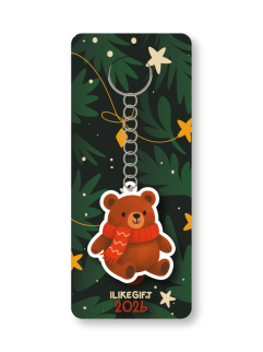 Брелок ECO из дерева iLikeGift "Мишка бурый"